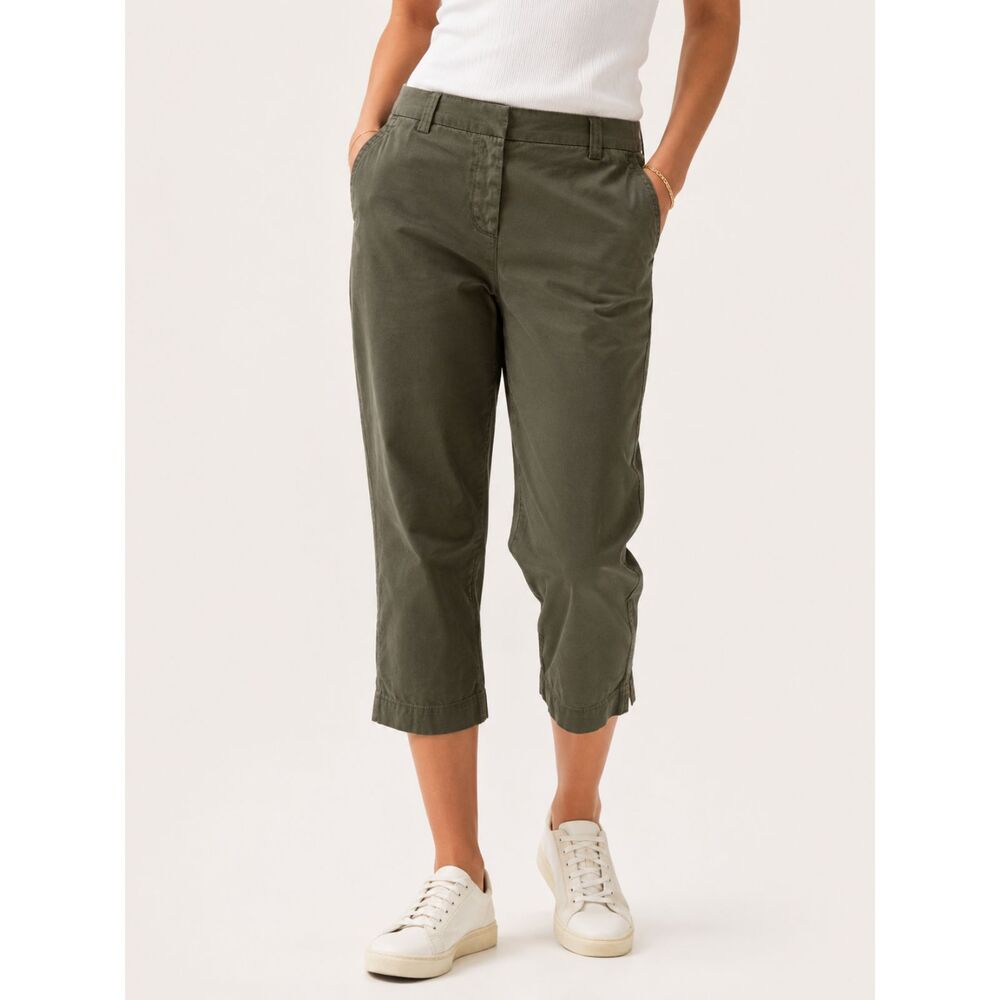 BITTEN Sarah Jessica Parker Olive Green Stretch Crop Chino Pants NWT 16S